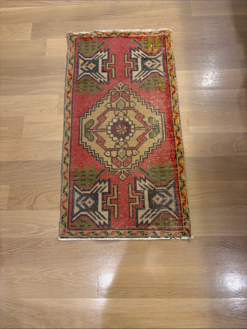 Handwoven Red and Beige Decorative Rug - Home Accents